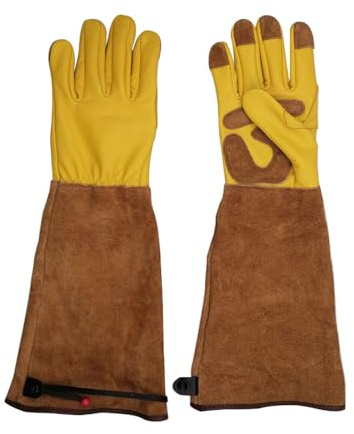 Gartenhandschuhe, dornensicher, Unkrauthandschuhe mit Gurtband, Gartenhandschuhe, Handschuhe für Damen und Herren, Outdoor-Aktivitäten, Elektroschweißen, Goldgelb