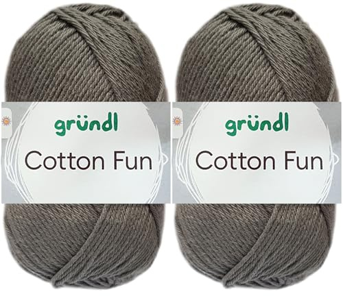 2x50 Gramm Gründl Cotton Fun Häkelgarn aus 100% Baumwolle inkl. Anleitung für Meerschwein (25 Anthrazit)