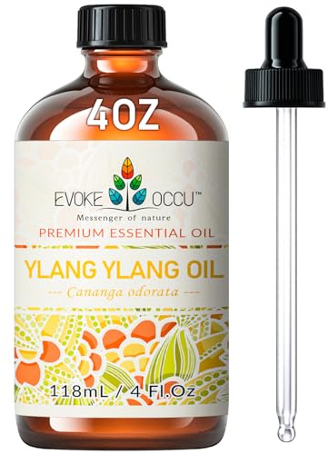 EVOKE OCCU Aceite Esencial de Ylang Ylang para Aromaterapia | para Masaje y Cuidado del Cabello, Fragancia Refrescante para el Hogar y el Cuerpo - 118mL / 4.16 fl.oz