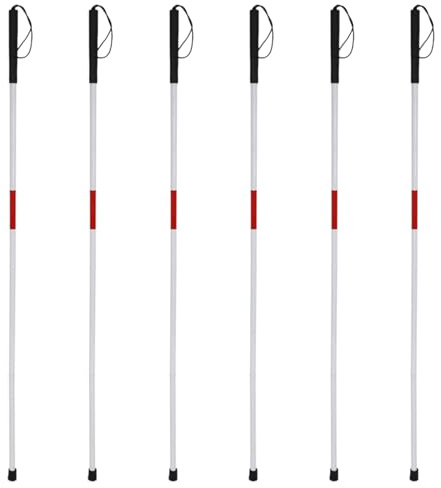 rieder 6X Gehstock - Visuell Beeinträchtigt Krücke Stock Blinde Gehstock Gehhilfe Aluminium Einfach Aufklappbar