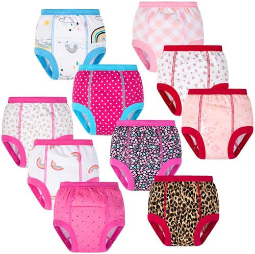 BIG ELEPHANT 10-Pack Baby Potty Training Underwear, Soft 100% Cotton Absorbent Training Pants for Boys & Girls, 2T