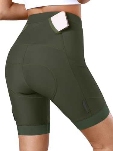 BERGRISAR Radlerhose Damen Gepolstert Fahrradhose Atmungsaktiv Elastische Rennrad Hose mit 3 Taschen