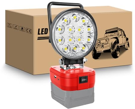 RIGIDON Battery Lamp for Milwaukee 18 V, 42 W 4200 LM Wireless LED Work Light, LED Spotlight, Portable Floodlights, Battery Headlight for Construction Site, Camping, Workshop, Garage (No Battery)