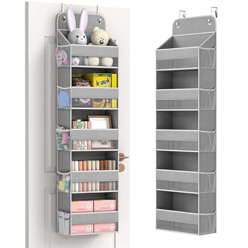 LAMU Tür Organizer Hängend, 5 Etagen, Grau, 1er-Pack | 5 Etagen schaffen Stauraum an Türen und halten Kleidung, Accessoires und Alltagsgegenstände ordentlich griffbereit