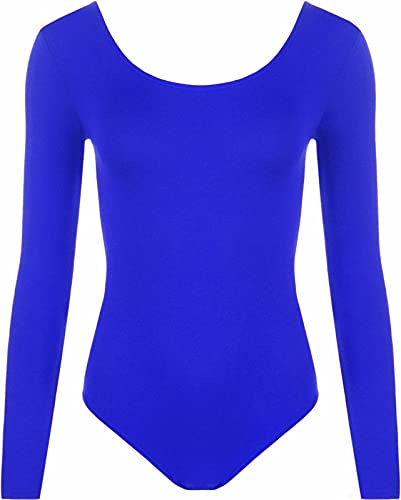 BIWTUP Body per Bambine e Ragazze, a Maniche Lunghe, Elasticizzato, in Microfibra, per Danza, Balletto, Ginnastica, Top, Blu reale, 11-12 Years
