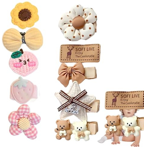 YUZNA 10 Stück Baby Haarspangen Tiny Bow Haarspangen No Slip Kleinkind Mini Haarspangen Barretten Haarzubehör für Neugeborene, Baby Feines Haar, Mädchen, Kleinkind