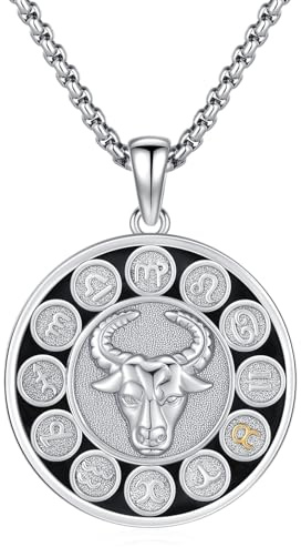 KQ&TTENG Sternzeichen Halskette 925 Sterling Silber Zwölf Sternbild Anhänger Halskette Horoskop Schmuck Astrologie Weihnachts Weihnachten Geburtstag für Männer Frauen