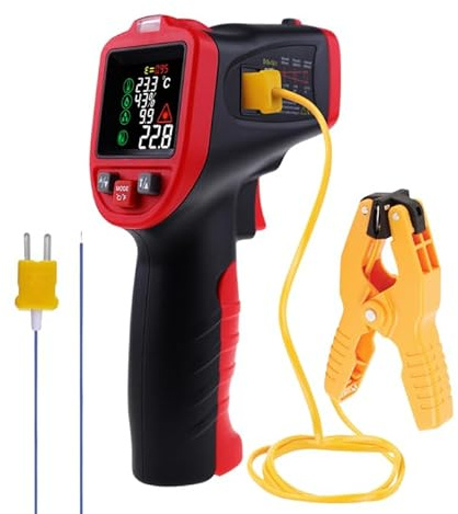Infrarot-Thermometer mit Thermoelement Typ K, hochpräzise Dual-Laser-Temperaturmessung (-50 °C bis 850 °C) zum Kochen, für Fleisch, Backöfen, Heizungs-, Lüftungs- und Klimatechnik, Automobile