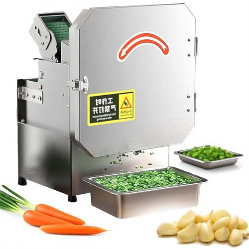 Tagliaverdure Automatico 300W, Affettatrice Elettrica Professionale per Cipolle, Porri, Spinaci, 150-300kg/h, Spessore 1.5-35mm, Robot Cucina Commerciale Ristoranti