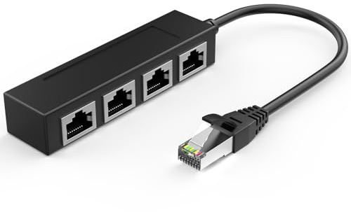 RJ45 1 Male to 4 x Female LAN Splitter Adapter Cable Suitable Super Cat6, Ethernet Splitter Cable Suitable Super Cat5, Cat5e, Cat6, Cat7 LAN Ethernet Socket Connector Adapter ONE Internet