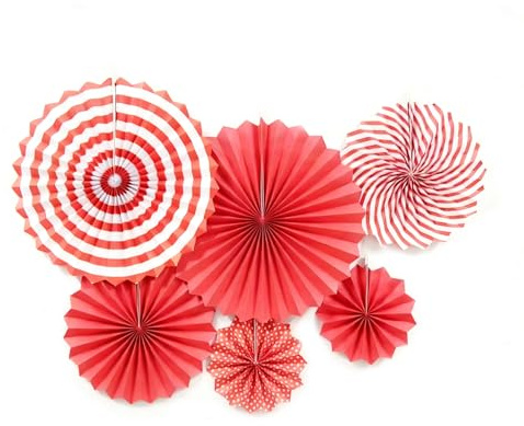Gleemix 6 Stück Krepppapier Fans Hängende, Rot Laternen Bastelset Party Deko Geburtstag, Laterne Kinder Dekor, Rote Pompons Zum Basteln, Für Silvester Deko 2026 Hochzeit Karneval Babyparty Diwali