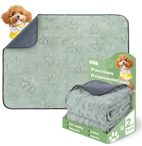 Super Saugfähig Welpenunterlagen Waschbar, 2er Weich Puppy Pads 92x80 cm | Auslaufsicher Welpen Unterlagen Waschbar, Rutschfest Haustier Urinierunterlagen für Welpentraining, Inkontinenzpflege