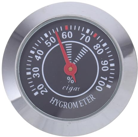 WEKADRIN Analog Mechanical Cigar Hygrometer Gauge 38mm Round Humidor Humidity Meter for Cigar Box Guitar Case Home Use, Battery-Free Black Humidity Gauge