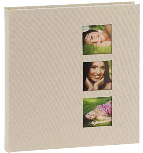 goldbuch Fotoalbum mit 3 Fensterausschnitten, Style, 30 x 31 cm, 60 weiße Seiten mit Pergamin-Trennblättern, Leinen, Beige, 27624