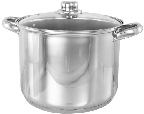 Buckingham Deep Induction Stock Pot with Glass Lid Premium Stainless Steel Multipurpose Large Cooking Pot for Soups Stews (13.5 Litre)