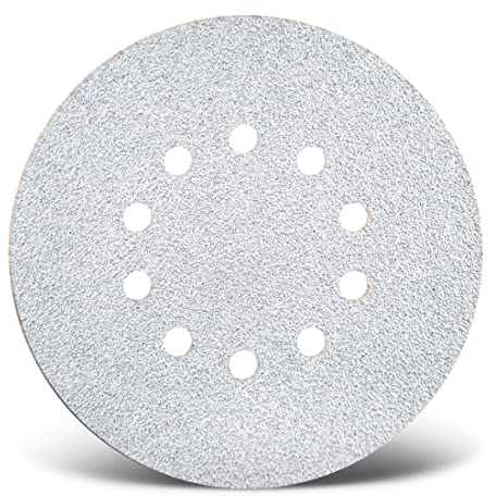 MENZER White Disques abrasifs auto-agrippants, 225 mm, 10 trous, p. Ponceuses à plâtre, Corindon normal (Lot de 25) G40