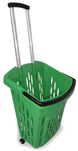 GERSO Einkaufstrolley 3er Pack Einkaufswagen Shopper 40 Liter Einkaufskorb mit Rollen (grün)