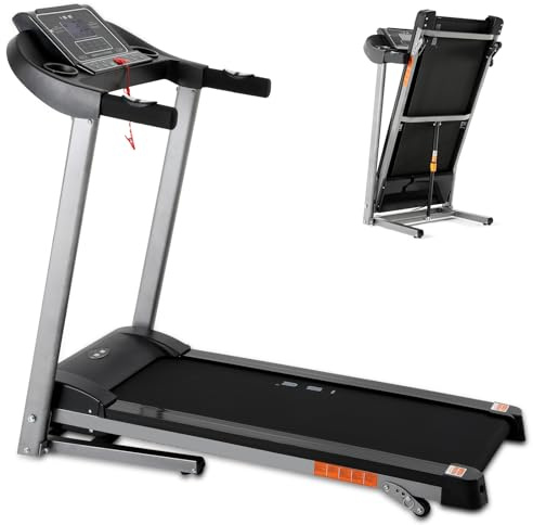 ISE Tapis de Course Inclinable Pliable, Tapis de Marche Inclinable Pliable Motorise Puissant, Tapis de Parcours Professionnel 12P/14KM/H, Tapis Marche Inclinable avec LCD, Tapis Course Compact