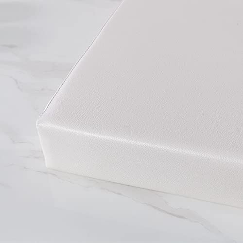 Cojín de banco suave de piel sintética para silla de 90 x 30 cm, antideslizante, impermeable, alfombrilla de asiento extraíble para muebles de interior y exterior, jardín, patio, color blanco
