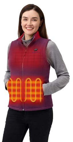 ORORO Women's Heated Fleece Vest with Battery Pack Heated Gilet for Women (Purple,L)
