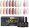 INPING UV Nagellack Set Nudetöne, 10 Farben NudetöneNude Rosa Champagner Lila Beige Gel Set Soak-Off UV Nagellack Maniküre Geschenk für Starter Nail Art Salon DIY Home, 8ML