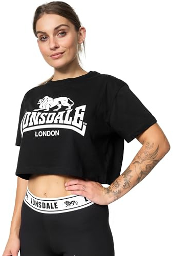 Lonsdale Frauen T-Shirt Cropped GUTCH Common, Black/White, S