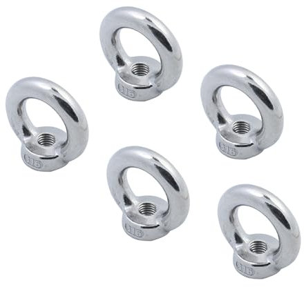 GETREY Hebeösenbolzen,Ankerbolzen, 5 Stück 304 und 316 Edelstahl DIN 582 Ringschraubenmutter Hochleistungs-Edelstahl-Ringmuttern for Marine (Color : Din582 Ss304, Size : M12)