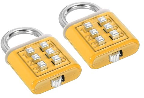 PATIKIL Lucchetto Combinazione Pulsanti 6 Cifre, 2pz Meccanismo Blocco 3 Posizioni Pulsante Sicurezza Blocco Digitale per Palestra Armadietto sportvo Cassetta Attrezzi, Giallo