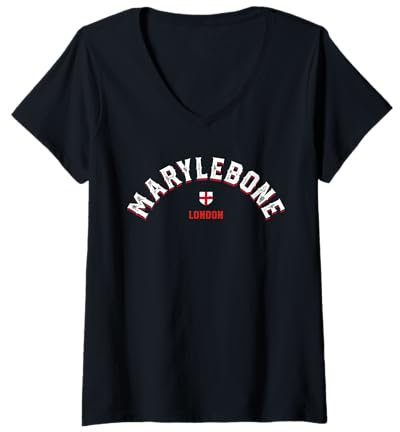 Mujer Marylebone Londres - Barrio Viajes Diseño Retro Inglaterra Camiseta Cuello V