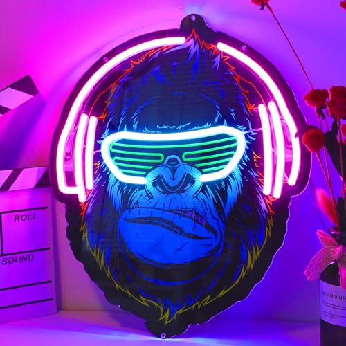 ENUOLI Orangutan Neon Signs, UV Printed Orangutan Neon Lights, LED Orangutan Neon Light for Man Cave,Neon Sign for Game Room Decor, Orangutan Art Wall Decor LED Light up Signs for Bedroom
