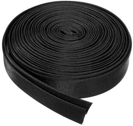 sourcing map Double Fold Bias Tape for Sewing 4/5 Inch x 5.5 Yards Satin Pre-fold Continuous Binding Tape for Seaming Quilting Hemming Binding DIY Crafts, Black