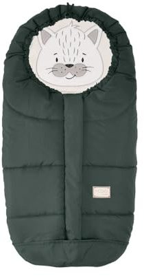 Nuvita 9205 Ovetto Cuccioli | Sacco Universale per Seggiolini Auto con Animaletti | Perfetto per Bambini da 0 a 6 Mesi (80 cm) | Resistente al Freddo fino a -10°C | Verde Moovo