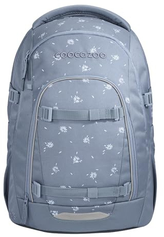 coocazoo Mate Schulrucksack „Bloomy Daisy”, hellgrau, ergonomischer & anpassbarer Tornister, höhen- & größenverstellbar, mit Brustgurt & Hüftgurt, ab der 3. Klasse