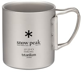 Snow Peak Titanium Double Wall 220 Cup, Grey, 220ml Ultralight Japanese Titanium Mug for Camping & Outdoors