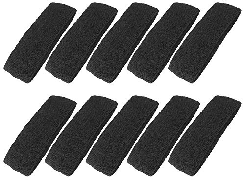 Mallofusa ? 10 PCS Cotton Sports Basketball Headband/Sweatband Head Sweat Band/Brace Gift Party Outdoor Activities (Black)