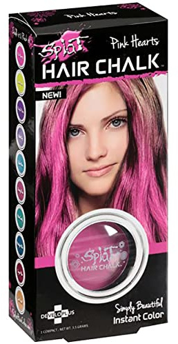 Splat Pink Hearts Hair Chalk, 1 Compact, Temporary Hair Color Glides on Easily for Fun Pops of Color, Washable Hair Color Chalk Shampoos Out, Cruelty Free & Vegan