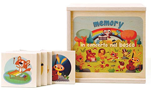 Dida - Memory Konzert im Wald: Gedächtnisspiel und Vereinigung Montessori, Memos Tiere, 24 Holzkarten zum Pairing, für Kinder von 2-4 Jahren, Lernspiele zum Tisch