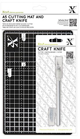 Xcut A5 Cutting Mat And Craft Knife Set, Board Accessories For Craft, Quilting, Sewing, Fabric & Paper Craft, Non Slip Mat, Black/White