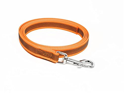 Mystique® Gummierte Leine 15mm mit Handschlaufe Standard Karabiner neon orange 3m