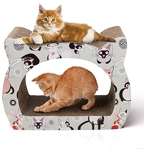 Nobleza - Katzenkratzbrett mit Katzenminze Kratzbrett für Katzen Kätzchen Kratzspielzeug Lounge Kartonkratzer, 39 * 29 * 22 cm