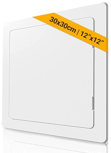 Proxinova Paintable Access Panel 300x300 mm, High-Grade ABS Plastic Panels for Inspection Hatch, Fuse Box Cover Cabinet, Wall and Ceiling, Conceals Wires, Meters, Pipes, Fits Flush to Surfaces