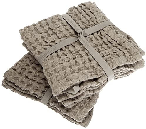 Blomus 69007 12 x 12 in. Caro Waffle Bathroom Washcloth, Satellite - Set of 2