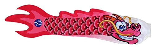 Fenteer 5 Optionen 70 cm Drachen Windsack Karpfen Flagge Koi Drachen Streamer Hängen Dekor Satin Tuch, Rose Rot