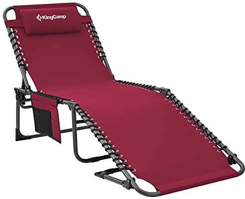 KingCamp Lettino Prendisole Pieghevole Regolabile in 5 Posizioni, Lettino da Giardino Portatile, Sdraio da Spiaggia, Lettino da Mare, Lettino per Piscina Giardino Vacanze Spiaggia Campeggio
