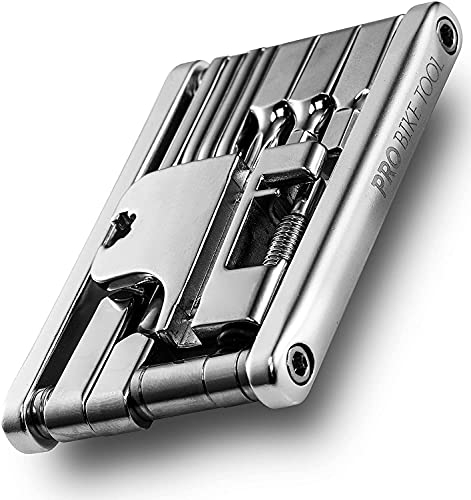 PRO BIKE TOOL 20 in 1 Bike Multitool - Compact and Lightweight Bicycle Repair Kit for Road and Mountain Bikes - Saddlebag and Pocket Friendly Set - Includes Slim Bag - Cyclist Gift