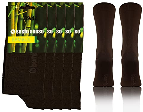 Sesto Senso Calcetines de Bambu Sneakers Altos Mujer Hombre 5 Pares Pack 39-42 Marron