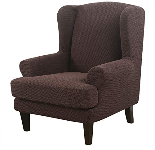 ele ELEOPTION Sesselbezug Ohrensessel,Stretchhusse für Ohrensessel,Wing Sesselbezüge Abnehmbare Spandex Sofabezüge (Braun)