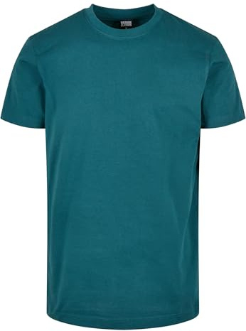 URBAN CLASSICS Stretch T-Shirt with Round Neckline, Basic Tee with Figure-Hugging Cut, Short-Sleeve Elastic Men's T-Shirt, Regular Fit, 100% Jersey Cotton, Colour: Teal, Size: XL