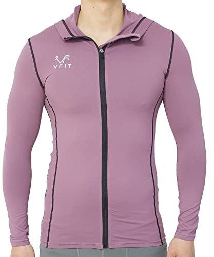 Camiseta Manga Larga con Capucha Hombre Sport compresión Transpirable Secado Rápido Deportiva Fitness Running Gimnasio Futbol Baloncesto Gym Entrenamiento Crossfit（M,Rosa Palo）