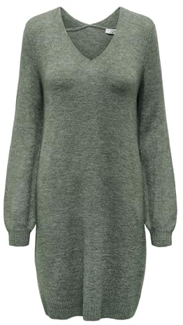 JdY Damen Jdyelanora L/S V-neck Dress Knt Noos Strickkleid, Kalamata /Detail:melange, S EU